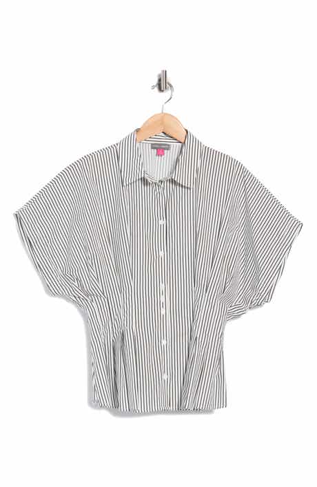 Striped Pleat Waist Dolman Shirt