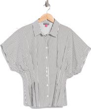 Vince Camuto Striped Pleat Waist Dolman Shirt
