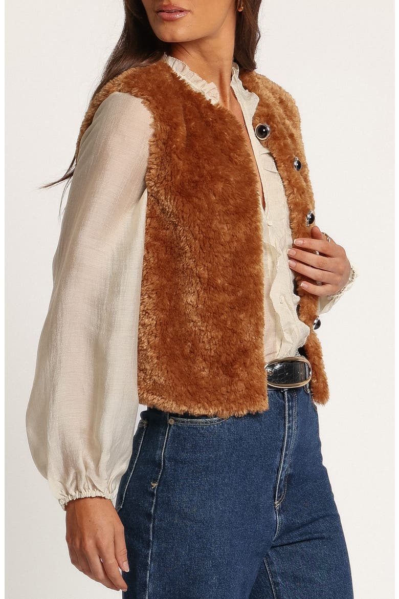 Beslie High Pile Fleece Vest, Alternate, color, CAMEL