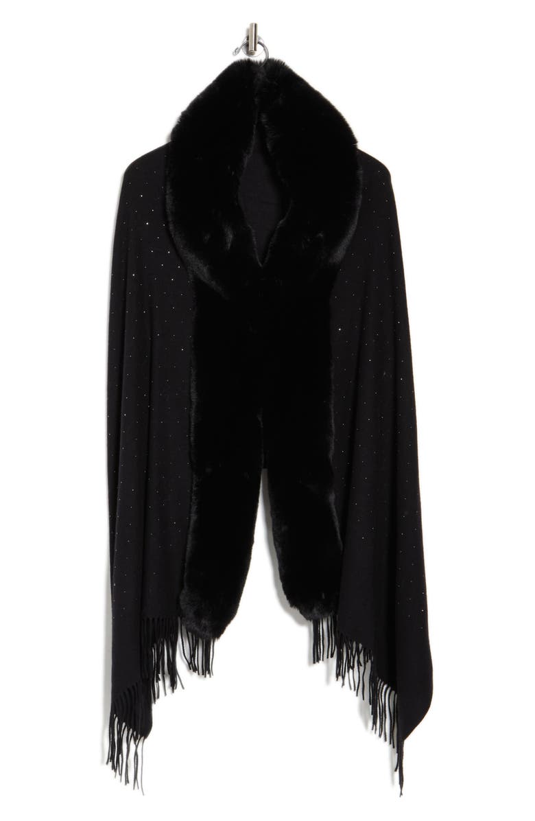 La Fiorentina Embellished Faux Fur Trim Wrap, Alternate, color, 