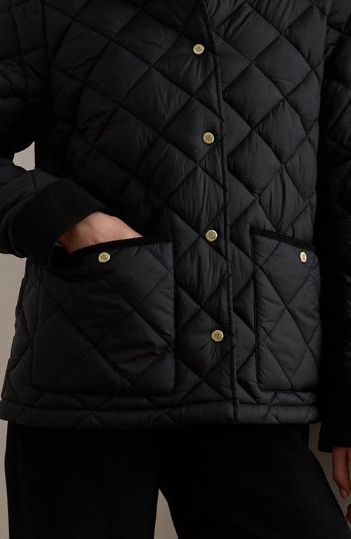 Ralph Lauren Corduroy-trim Quilted Barn Jacket In Black