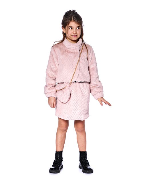 Deux Par Deux Fake Fur Shoulder Bag In Pink