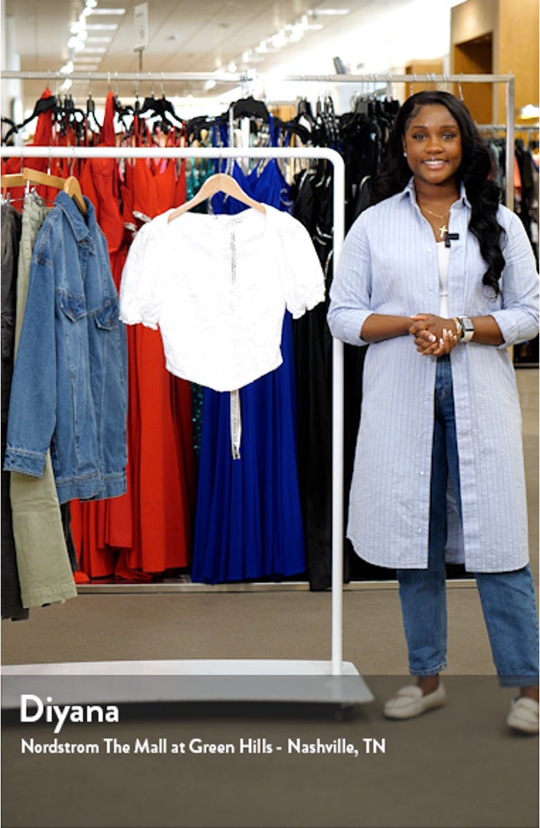 Floral Stretch Cotton Broderie Top, sales video thumbnail