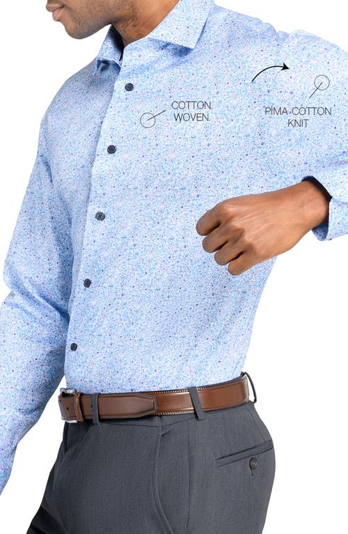 Wrk W.r.k Slim Fit Floral Reworked Dress Shirt In Blue