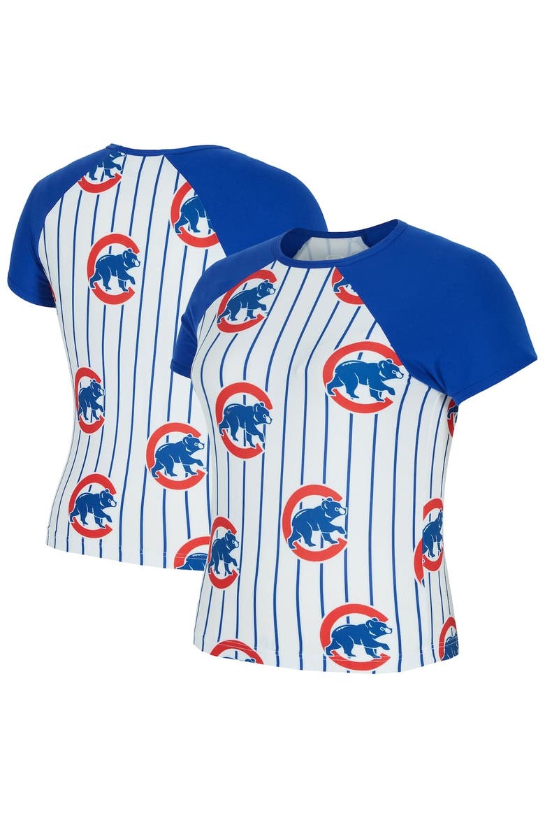 Women's Concepts Sport  White Chicago Cubs Outbound Pinstripe Raglan T-Shirt, Alternate, color, White