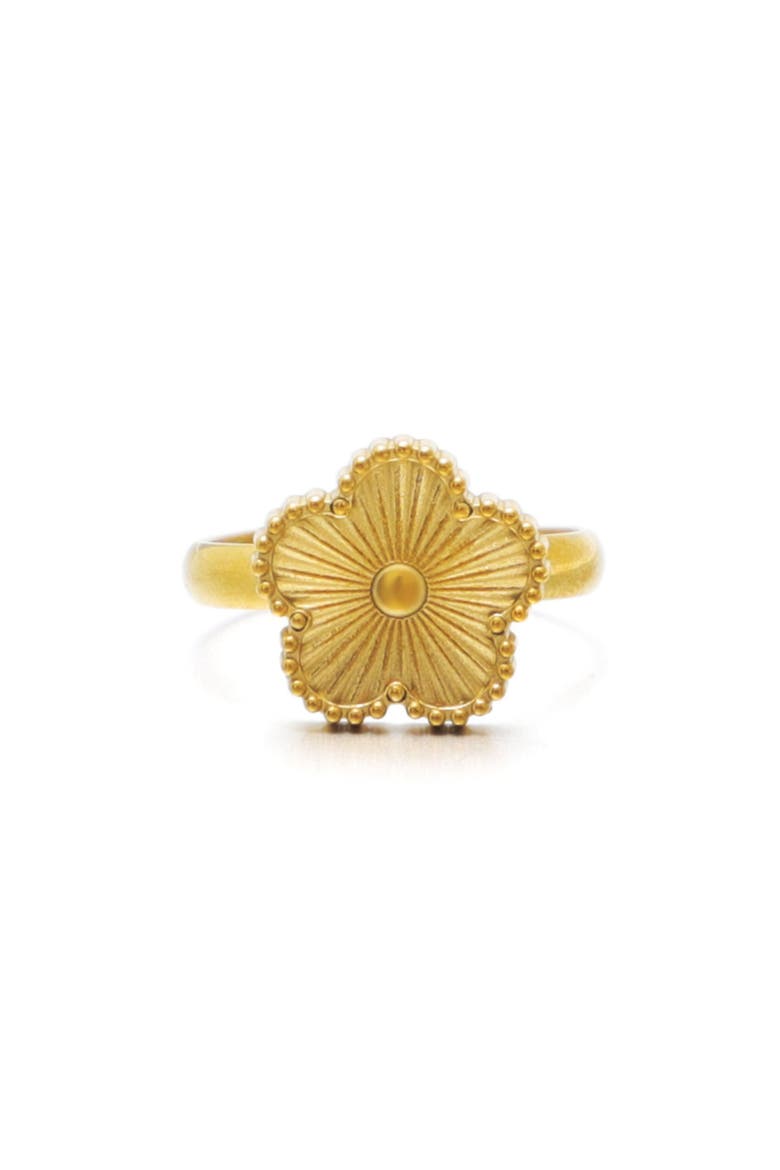 18K Gold Plated Flower Adjustable Band Ring, Alternate, color, GOLD