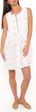 Petal & Pup Madeline Embroidered Pintuck Tie Front Minidress