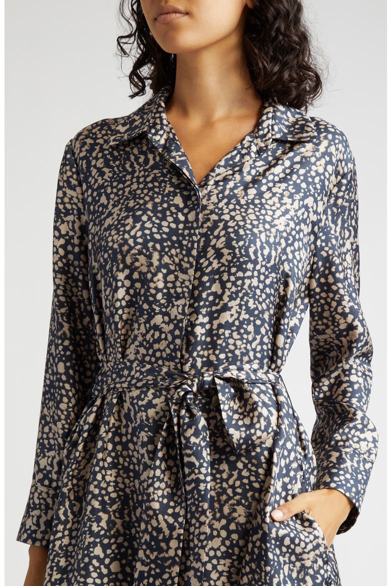 Gemma Abstract Print Long Sleeve Silk Midi Shirtdress, Alternate, color, ULTRAMARINE