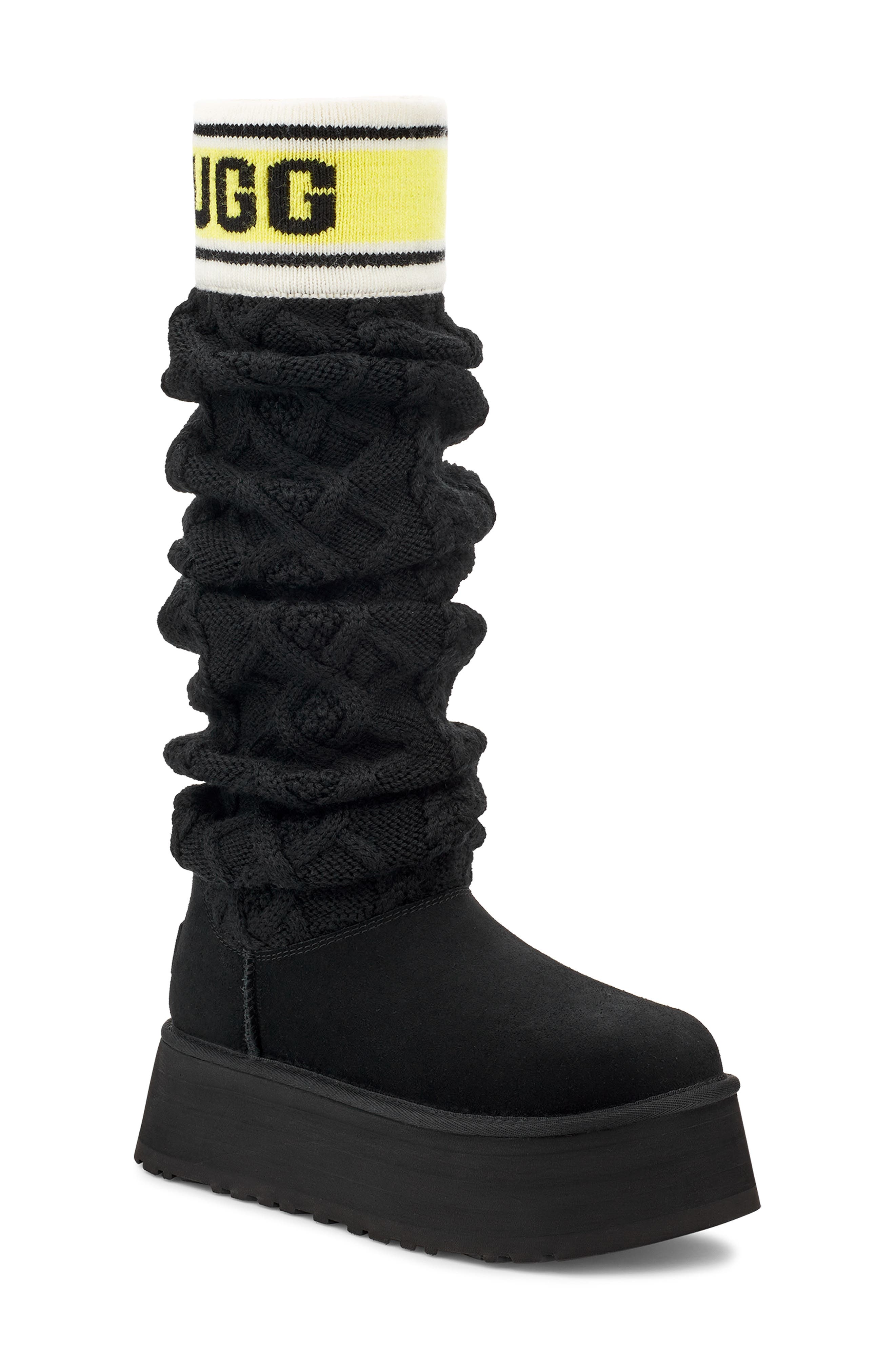 UGG<sup>®</sup> Sweater Letter Tall Boot, Main, color, 