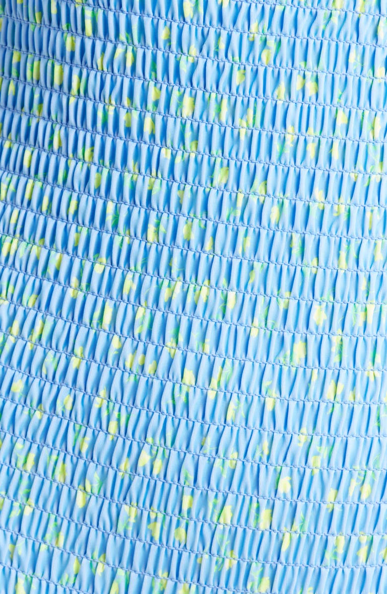 Kulani Kinis Smocked Low Back One-Piece Swimsuit, Alternate, color, Lemon Bloom