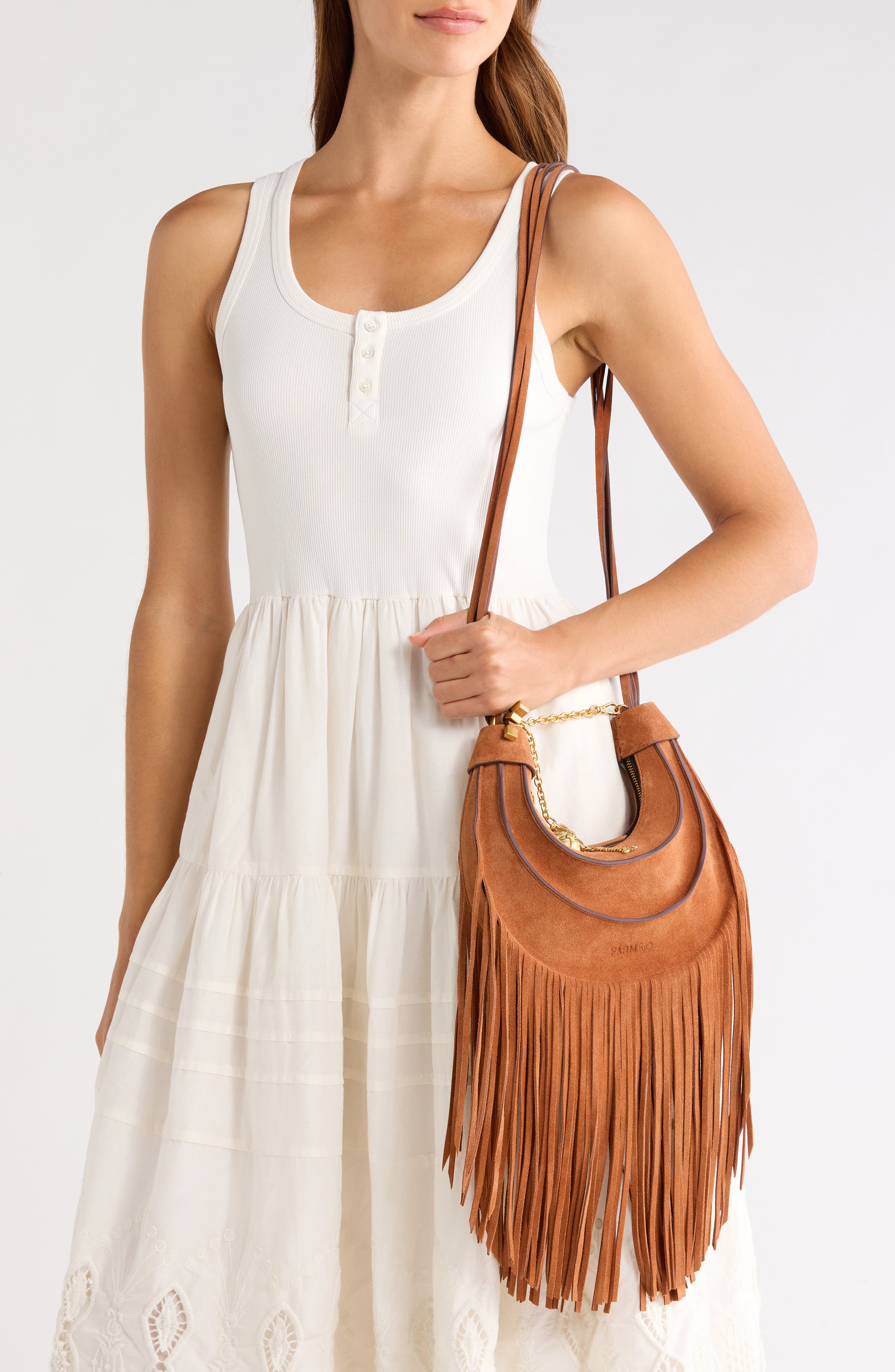 Fringe Leather Hobo Bag, Alternate, color, CUOIO