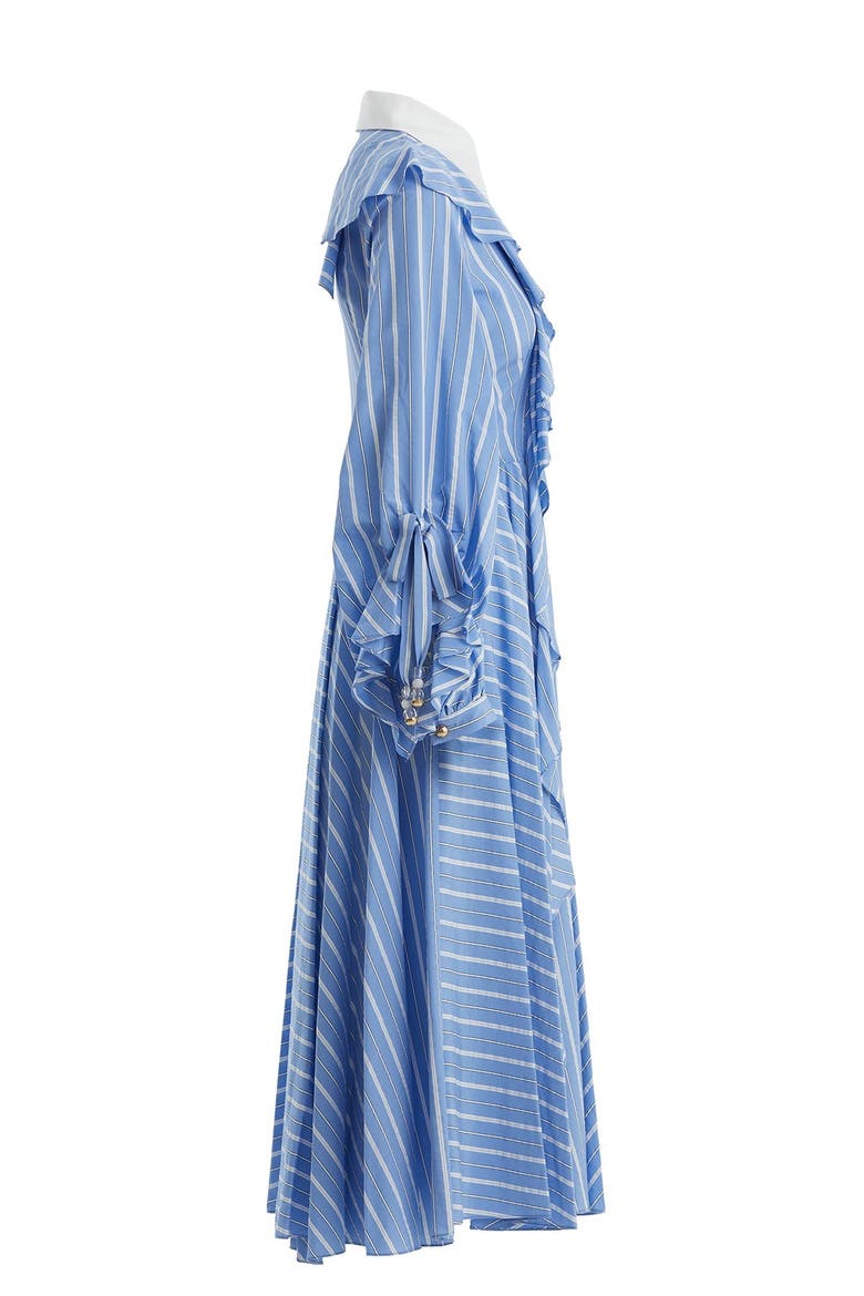 Ruffle Detail Midi Dress, Alternate, color, Navy