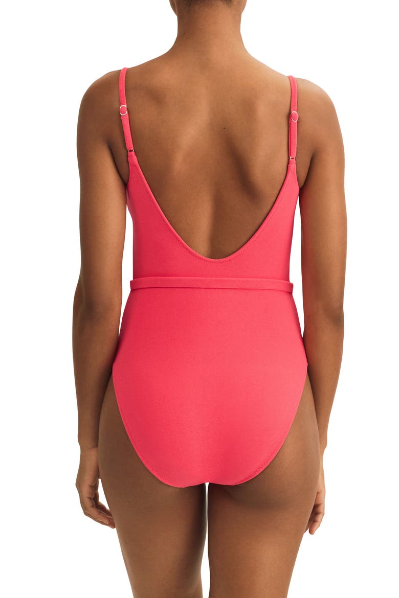 Kennedy Belted One-Piece Swimsuit, Alternate, color, CORAL
