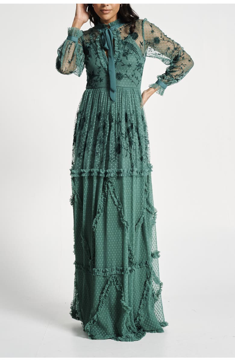 Frock and Frill Floral Embroidered Maxi Gown, Main, color, 