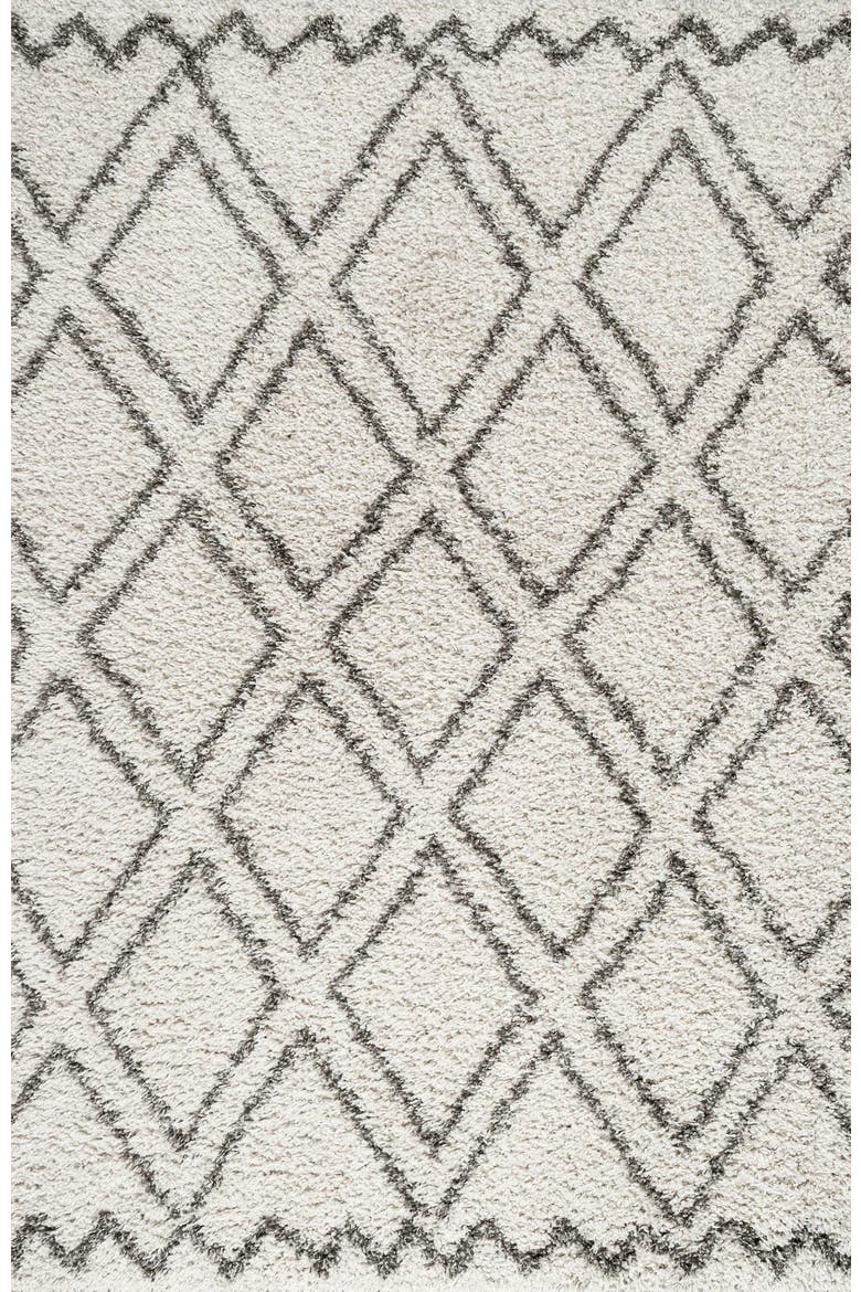 Soller Diamond Trellis Shag Area Rug, Alternate, color, Beige/Dark Gray