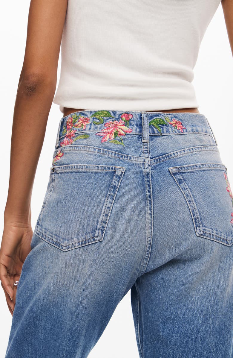 Desigual Carina Embroidered Straight Leg Jeans, Alternate, color, 