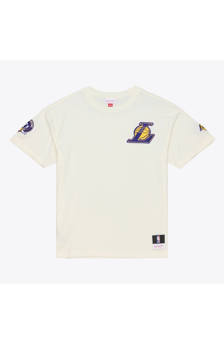 Mitchell & Ness Men's Mitchell & Ness Cream Los Angeles Lakers Hardwood Classics Chainstitch Premium T-Shirt, Main, color, Cream