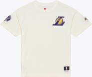 Mitchell & Ness Men's Mitchell & Ness Cream Los Angeles Lakers Hardwood Classics Chainstitch Premium T-Shirt