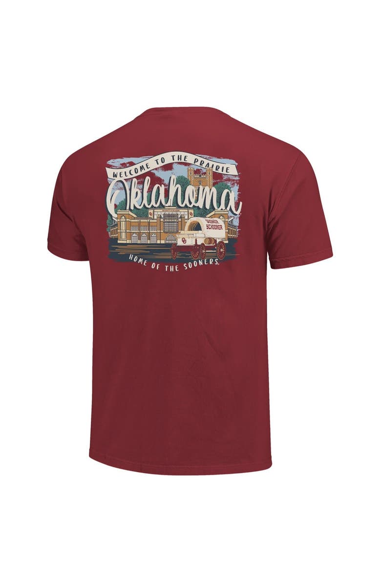 IMAGE ONE Women's Crimson Oklahoma Sooners Comfort Colors Campus Scene Drawing Script T-Shirt, Alternate, color, Crimson