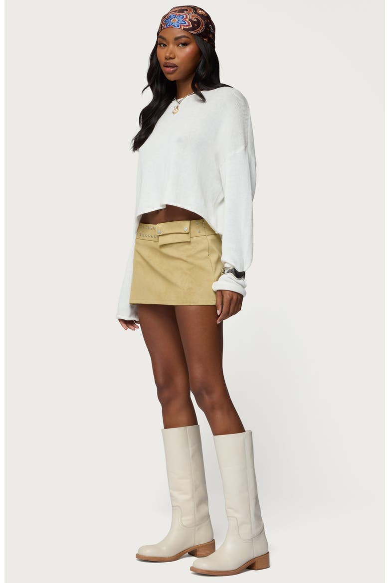 Roney Studded Faux Suede Miniskort, Alternate, color, TAN