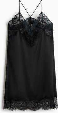 H&M Lace-trimmed Satin Dress