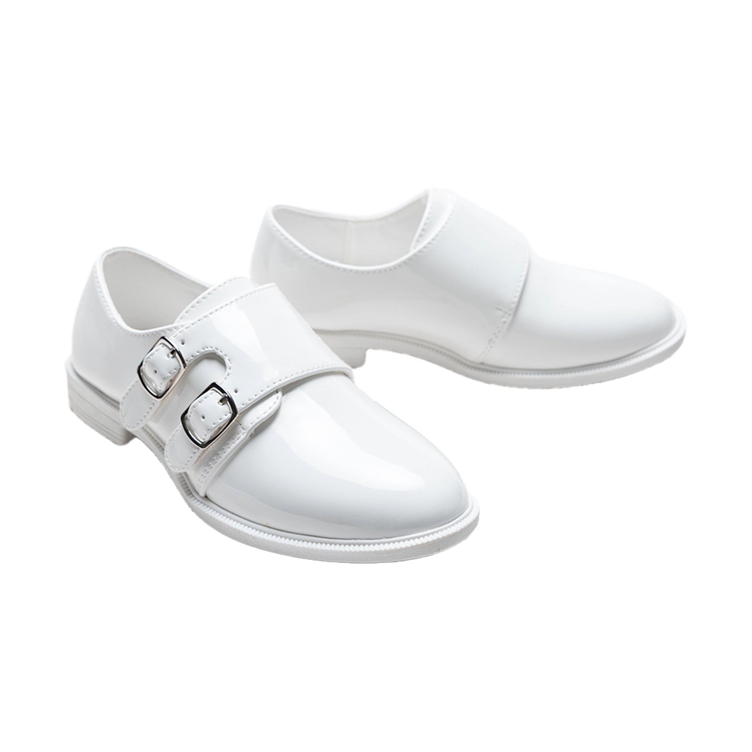MOUSTACHE Patent Double Monk Strap Dress Shoes, Alternate, color, White