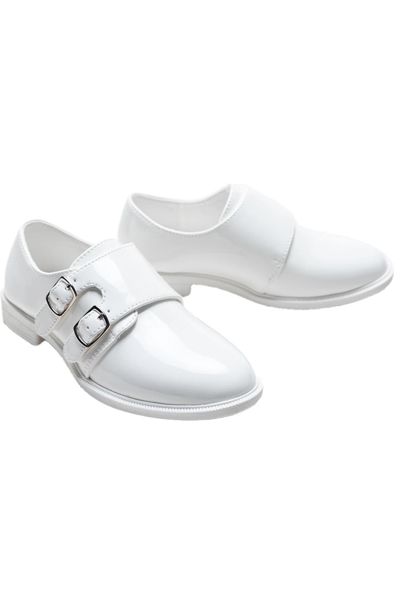MOUSTACHE Patent Double Monk Strap Dress Shoes, Alternate, color, White