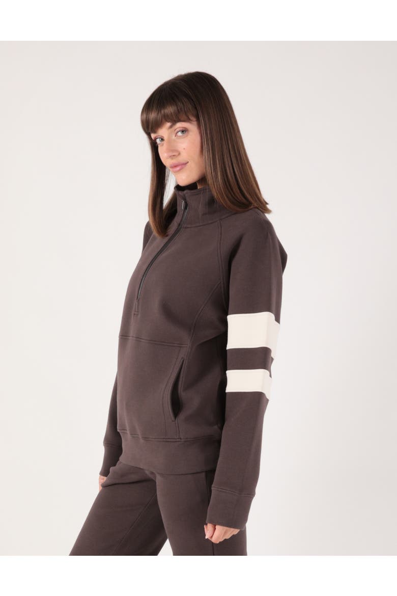 Prodigous Scuba Knit 1/4 Zip Up Jacket, Alternate, color, Java/Oatmilk Stripes