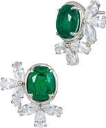 SAVVY CIE JEWELS Cubic Zirconia Cluster Oval Stud Earrings