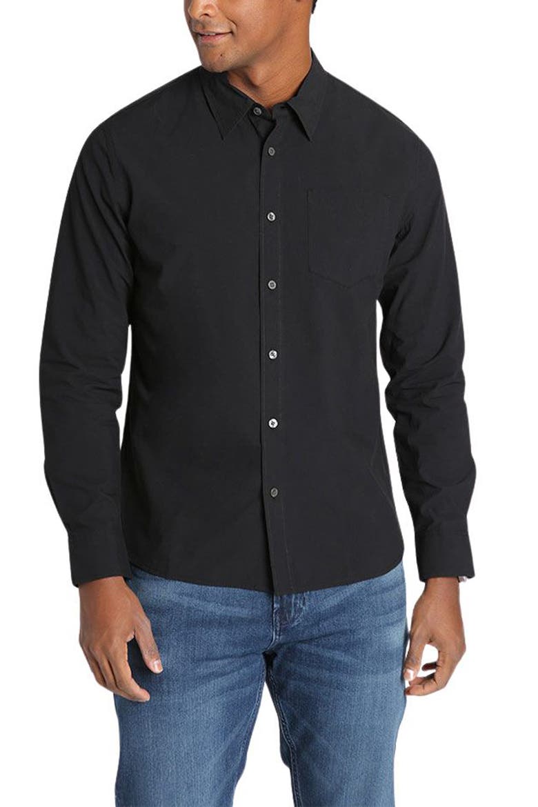 Paper Touch Classic Fit Button-Up Shirt, Main, color, BLACK
