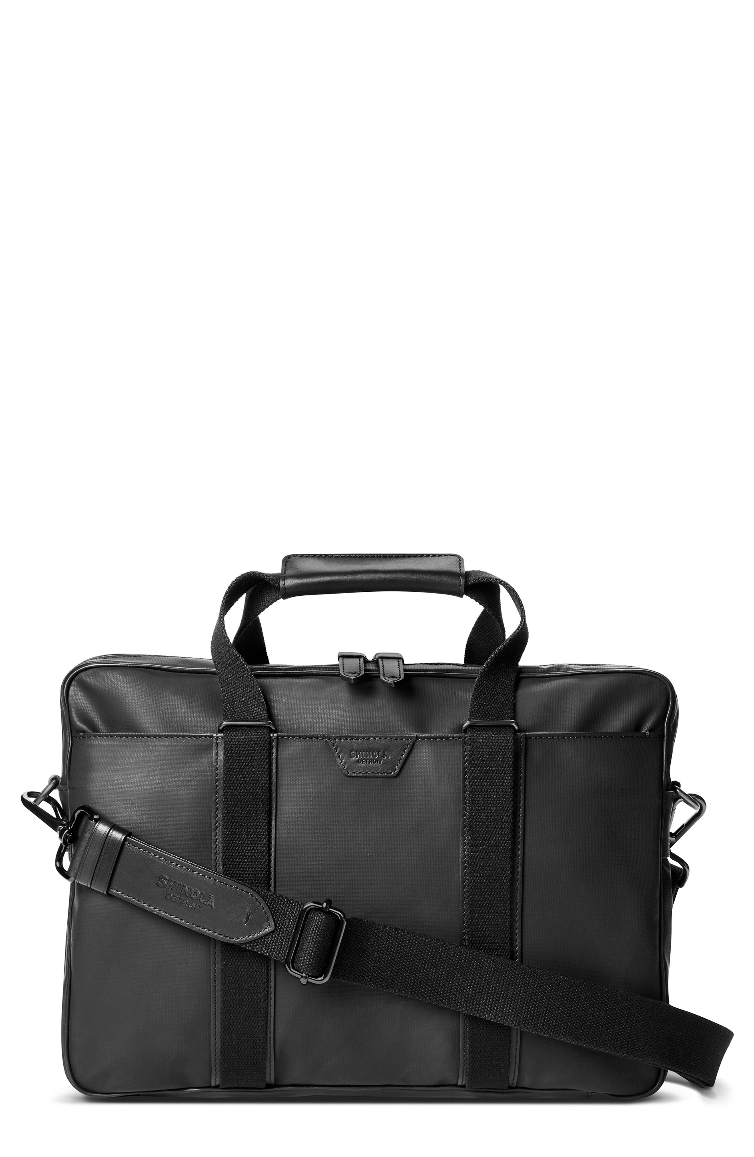 Shinola Brakeman Coated Canvas & Leather Briefcase, Main, color, 