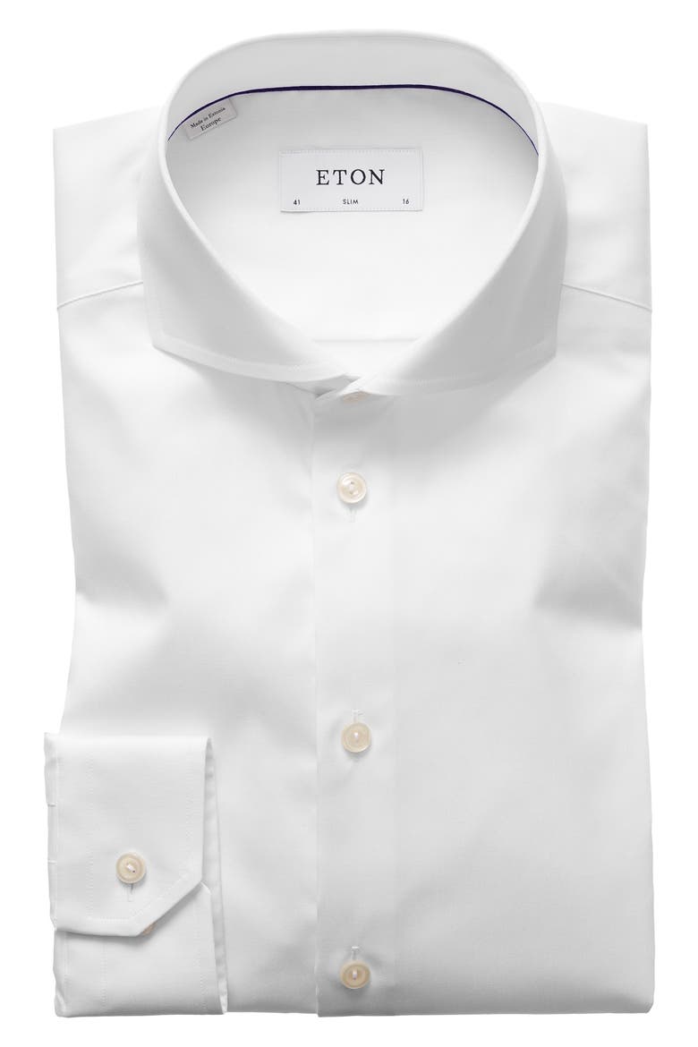 Slim Fit Solid Dress Shirt, Alternate, color, WHITE