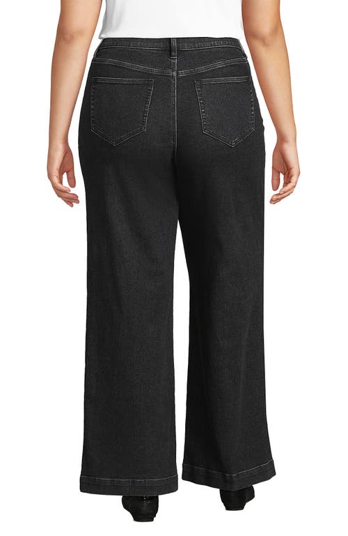 Shop Lands' End Plus Size Recover High Rise Wide Leg Blue Jeans In Black Stone Wash