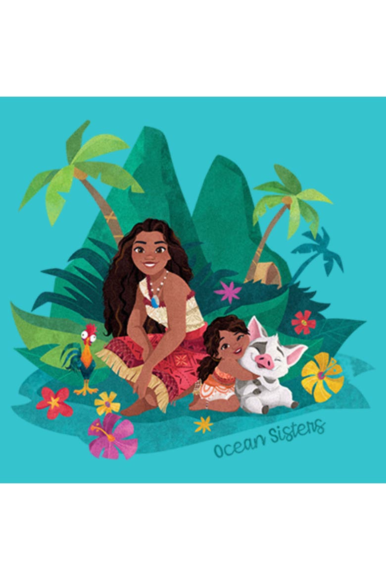 Girl's Moana 2 Ocean Sisters  Graphic T-Shirt, Alternate, color, Tahiti Blue