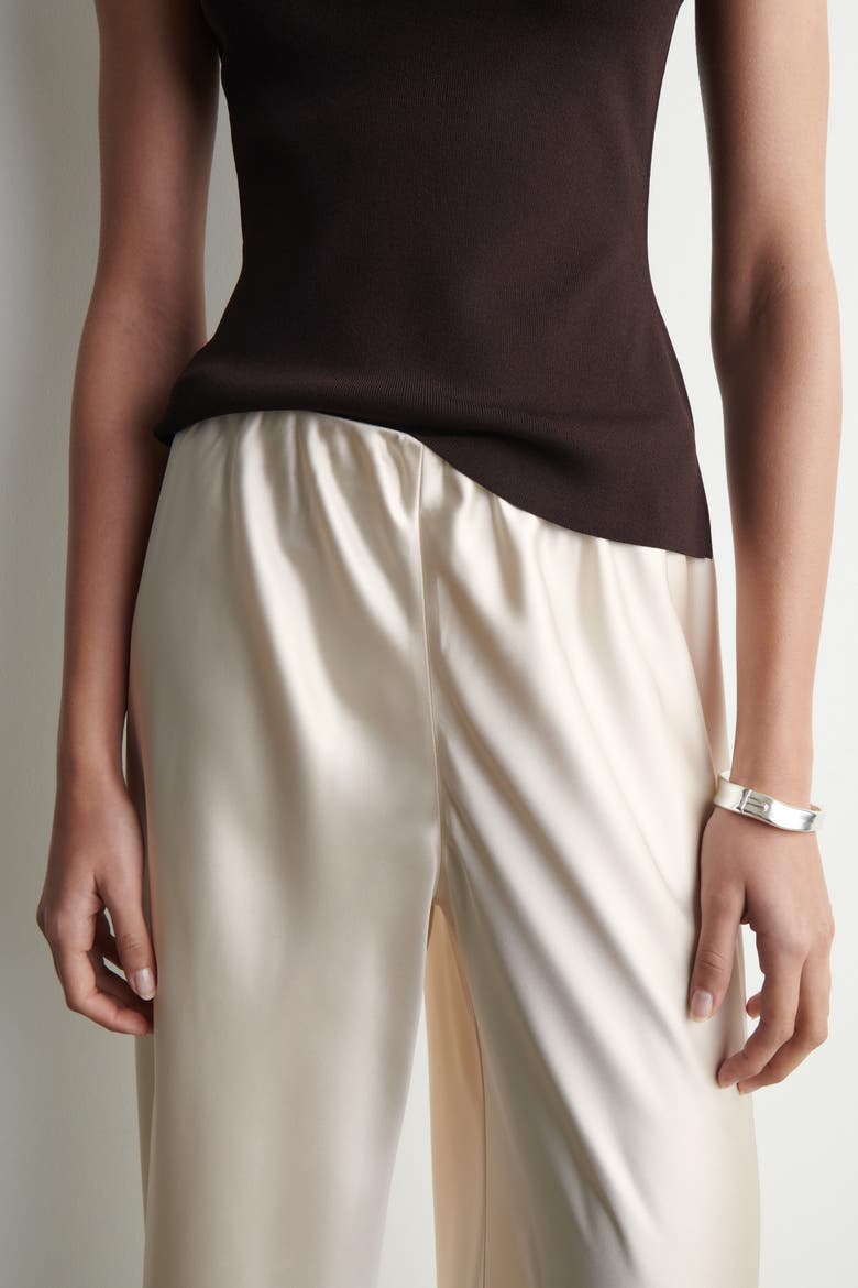 Satin Wide-Leg Pants, Alternate, color, WHITE