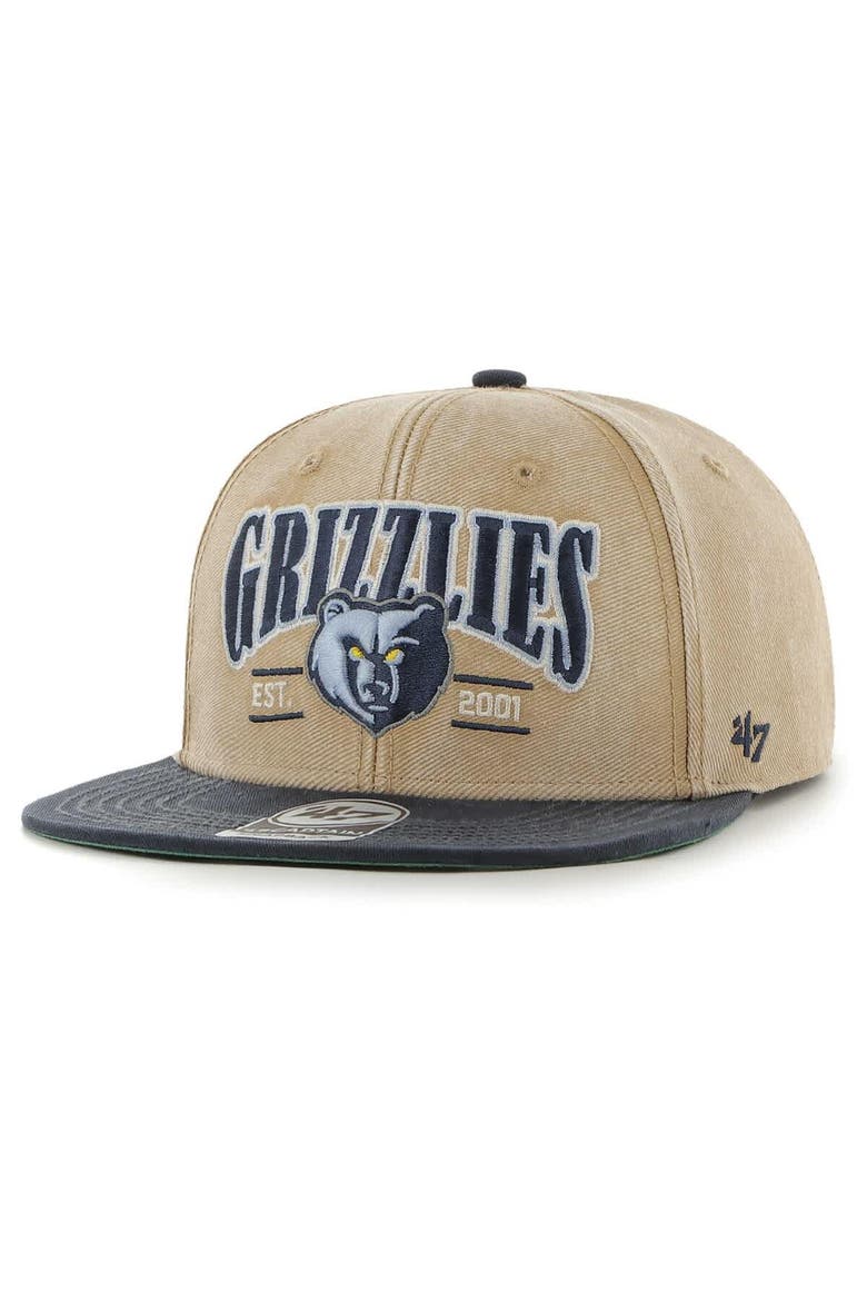 Men's '47 Khaki/Navy Memphis Grizzlies Chilmark Captain Snapback Hat, Main, color, Khaki