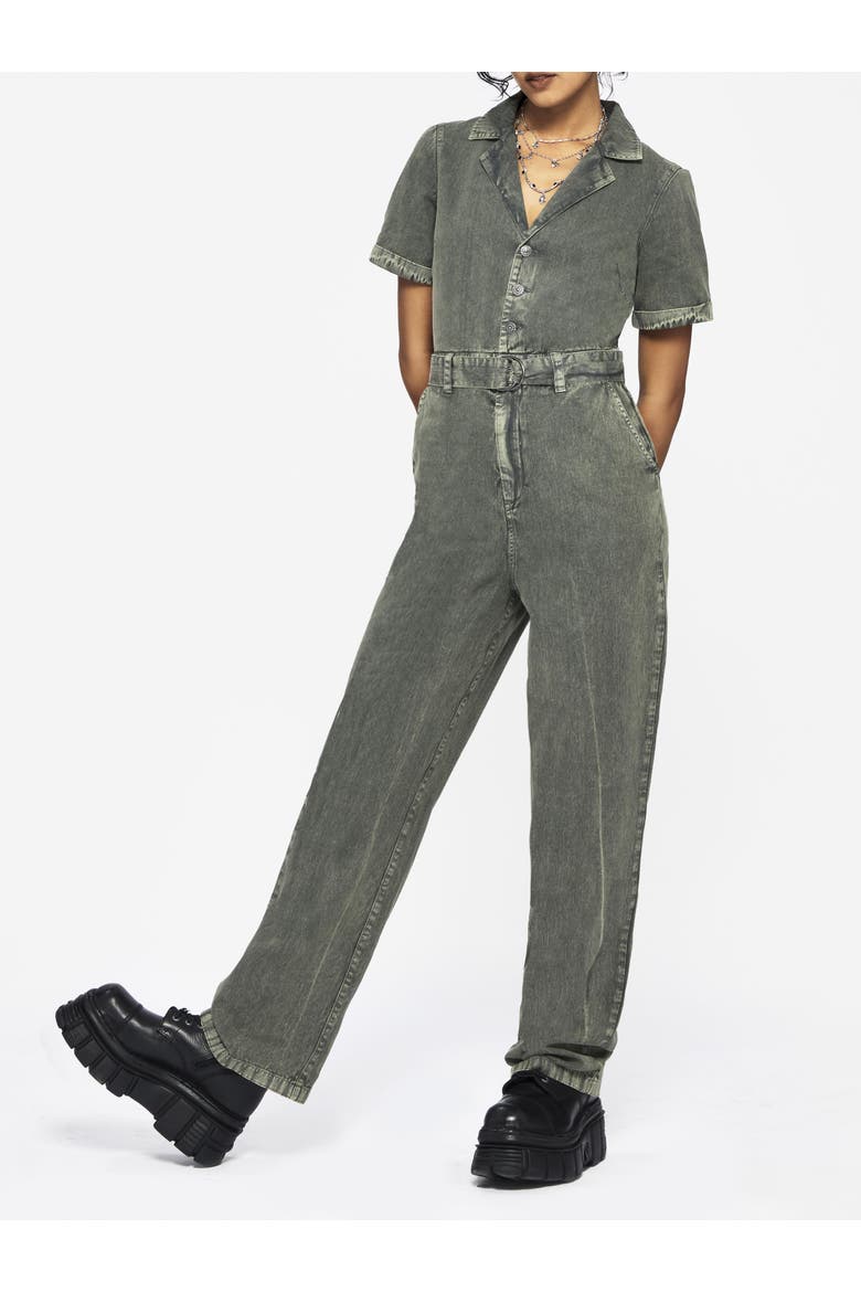 Nuit Cotton Moon Embroidered Jumpsuit, Alternate, color, Green