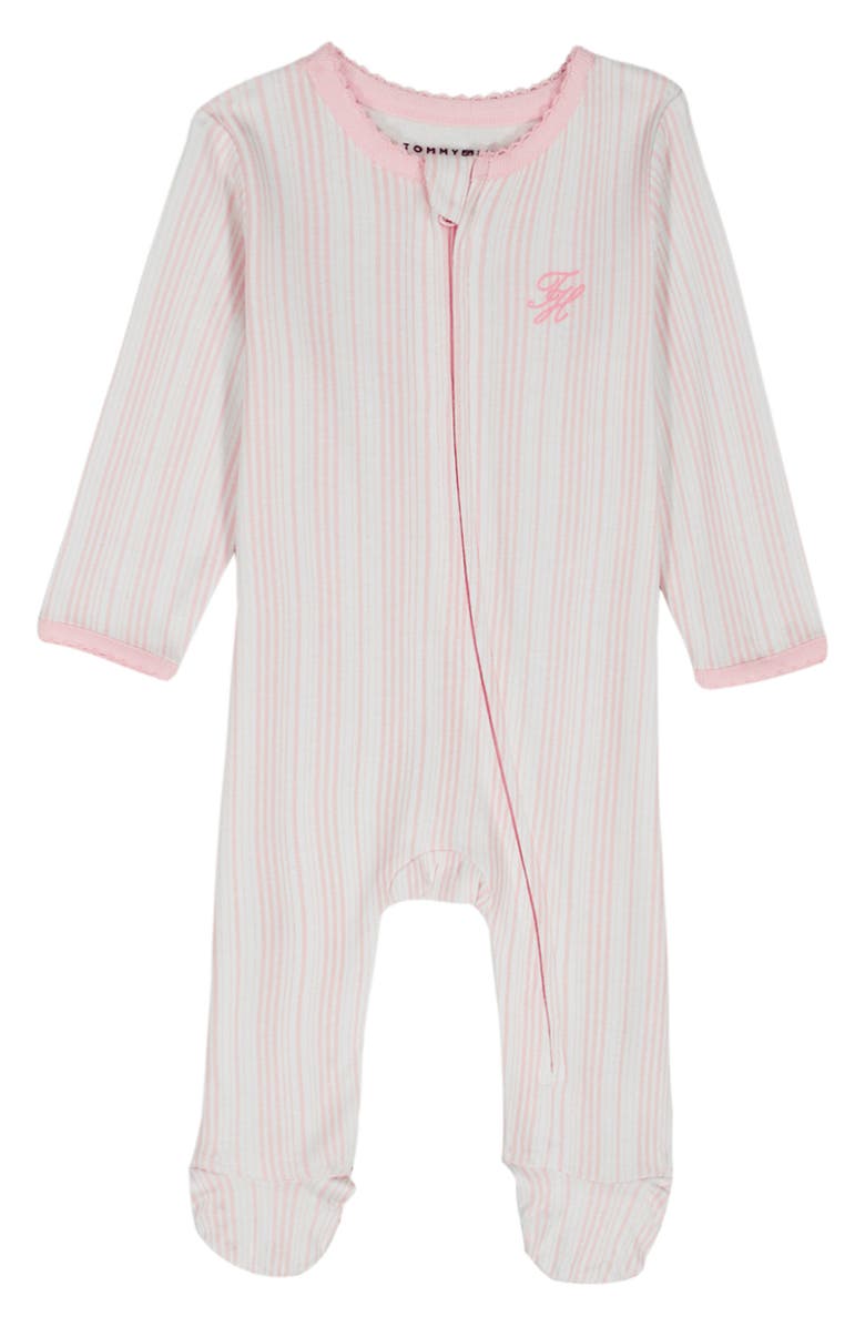 Tommy Hilfiger Stripe Footie, Main, color, White Multi