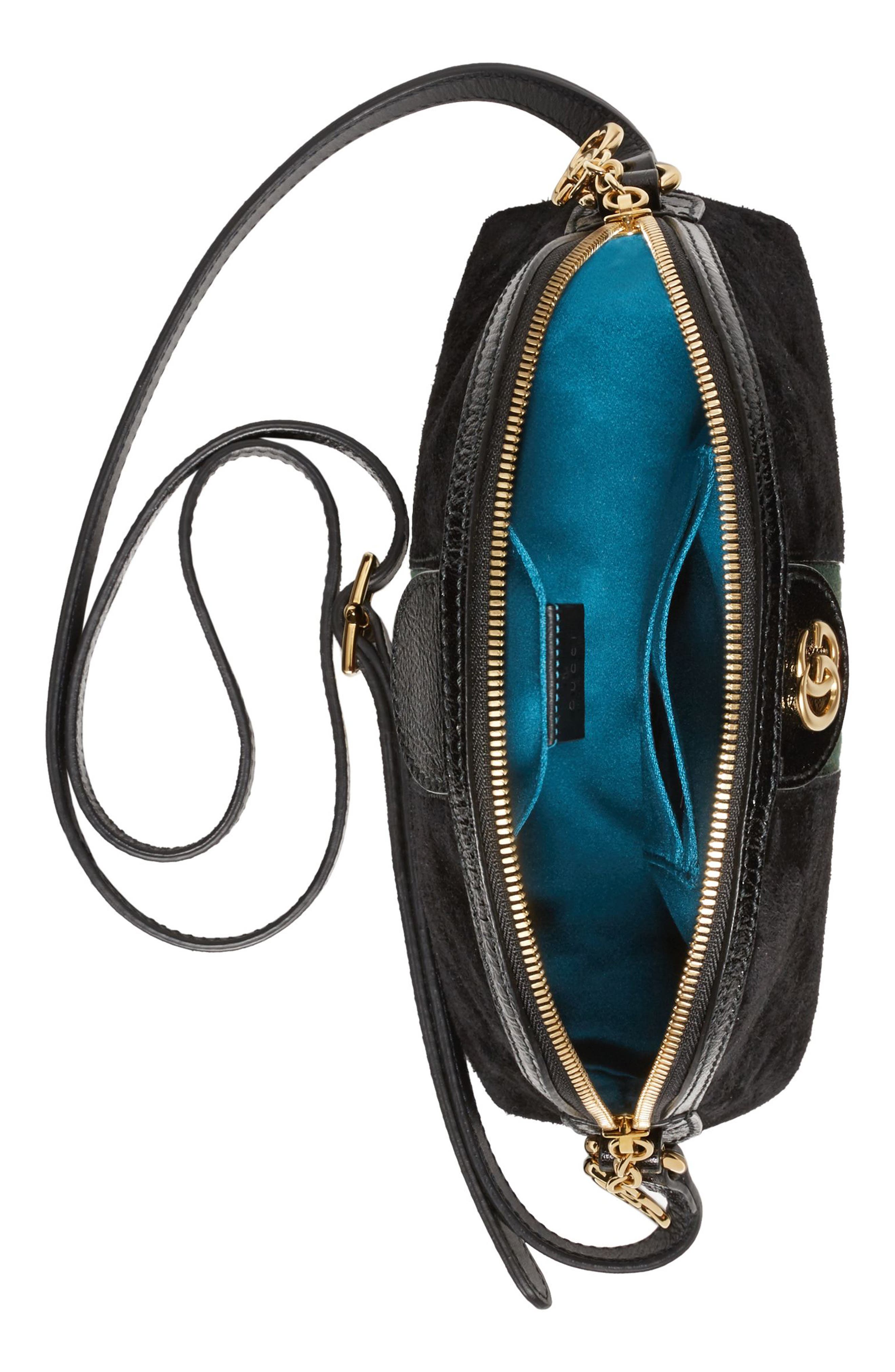 Small Suede Shoulder Bag, Alternate, color, NERO/ NERO/ VERT RED VERT