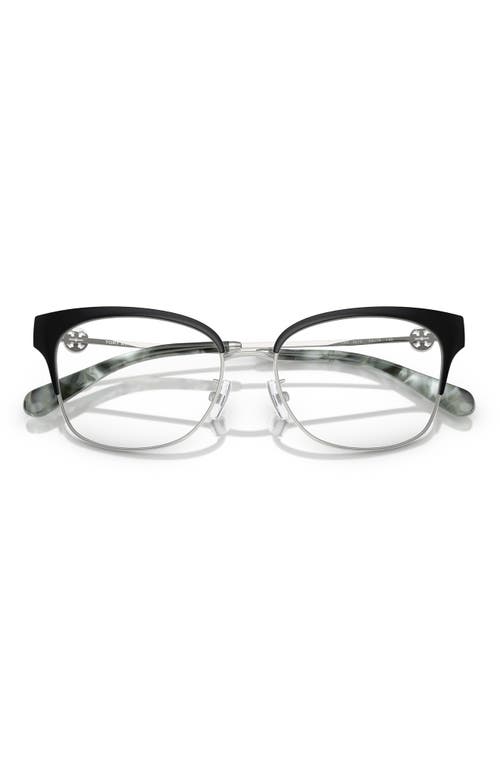 Tory Burch 52mm Cat Eye Optical Glasses In Black Silver