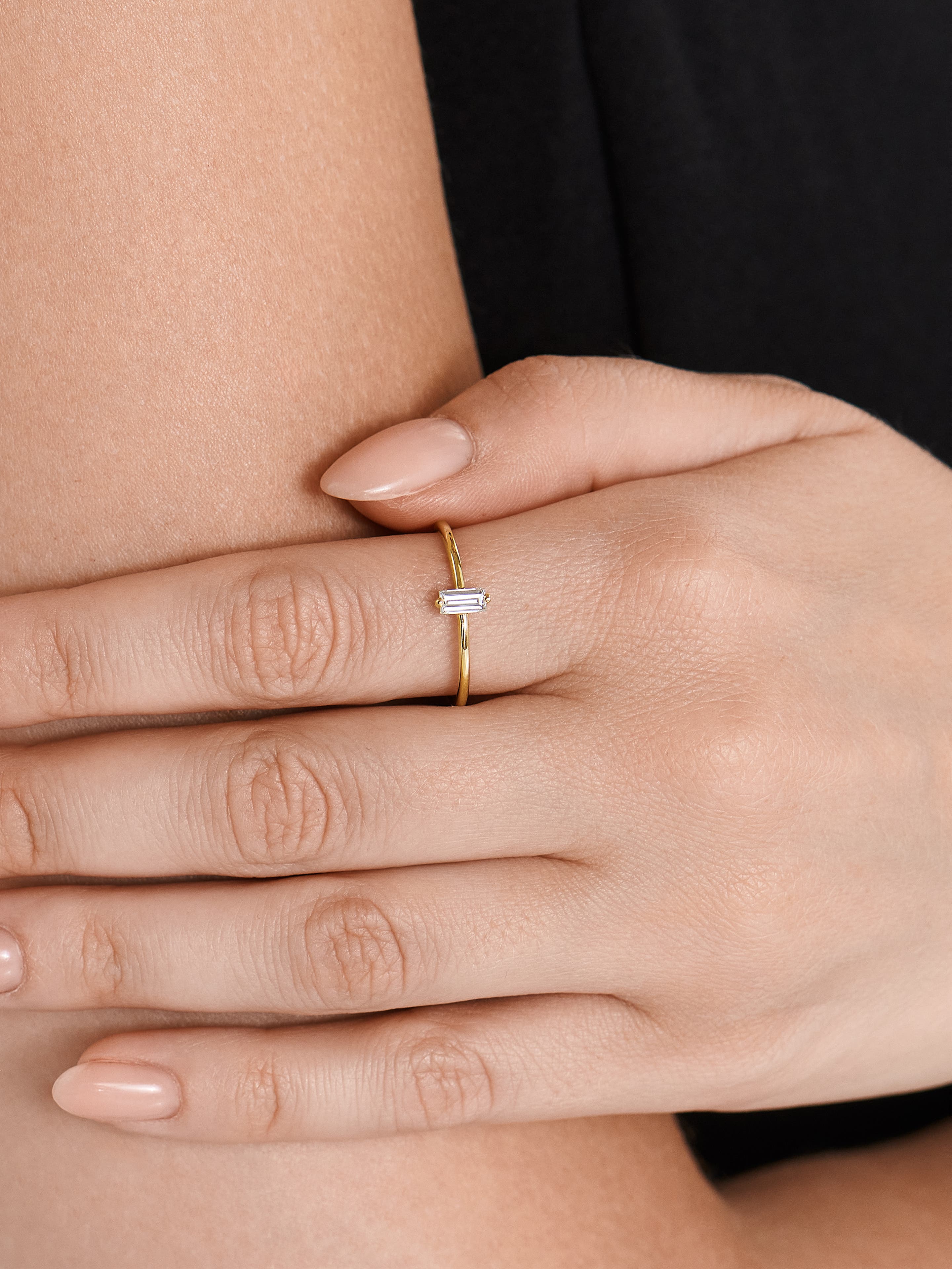 DEVATA Baguette Lab Grown Diamond Solitaire Ring in 14K Gold (Women ...