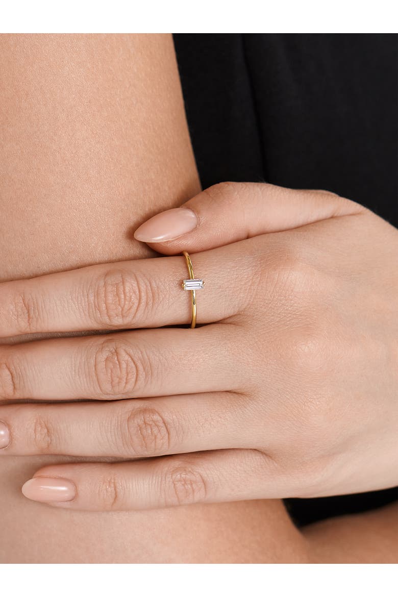 Baguette Lab Grown Diamond Solitaire Ring in 14K Gold, Alternate, color, Yellow Gold
