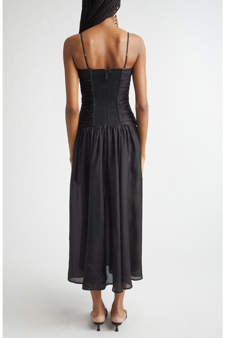 Aster Scarf Silk Midi Dress, Alternate, color, BLACK