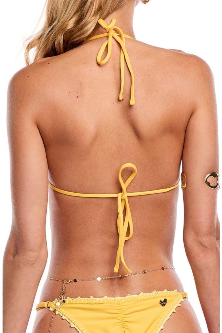 Missy Crochet Overlay Triangle Bikini Top, Alternate, color, YELLOW