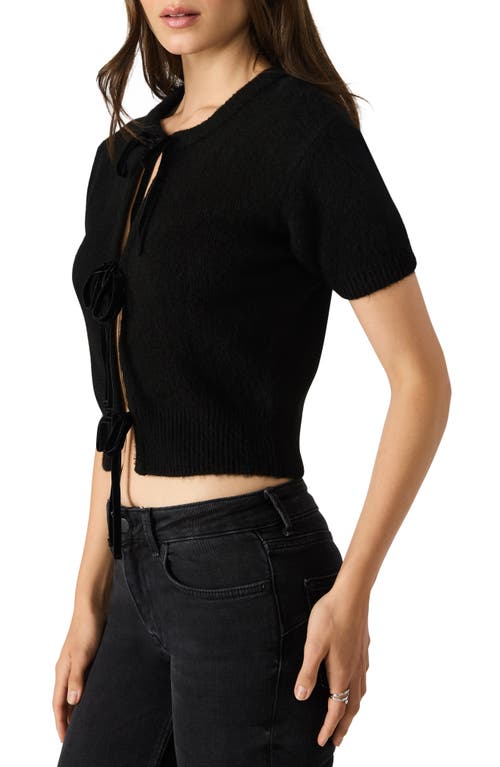 Steve Madden Sereia Tie Front Crop Cardigan In Black