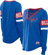 New Era Women's New Era Blue Buffalo Bills Plus Size Throwback Lace-Up Long Sleeve T-Shirt