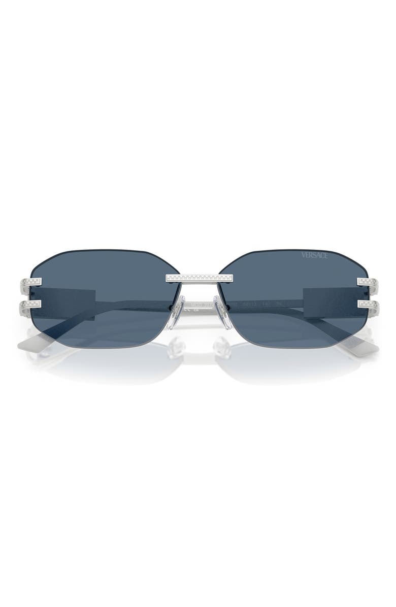 Versace 58mm Oval Sunglasses, Alternate, color, Silver