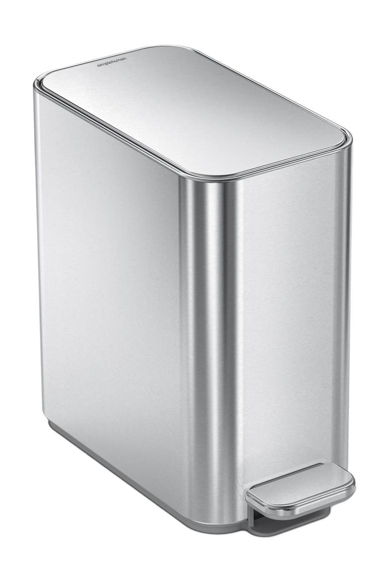 5L slim step can, Main, color, BRUSHED STAINLESS STEEL