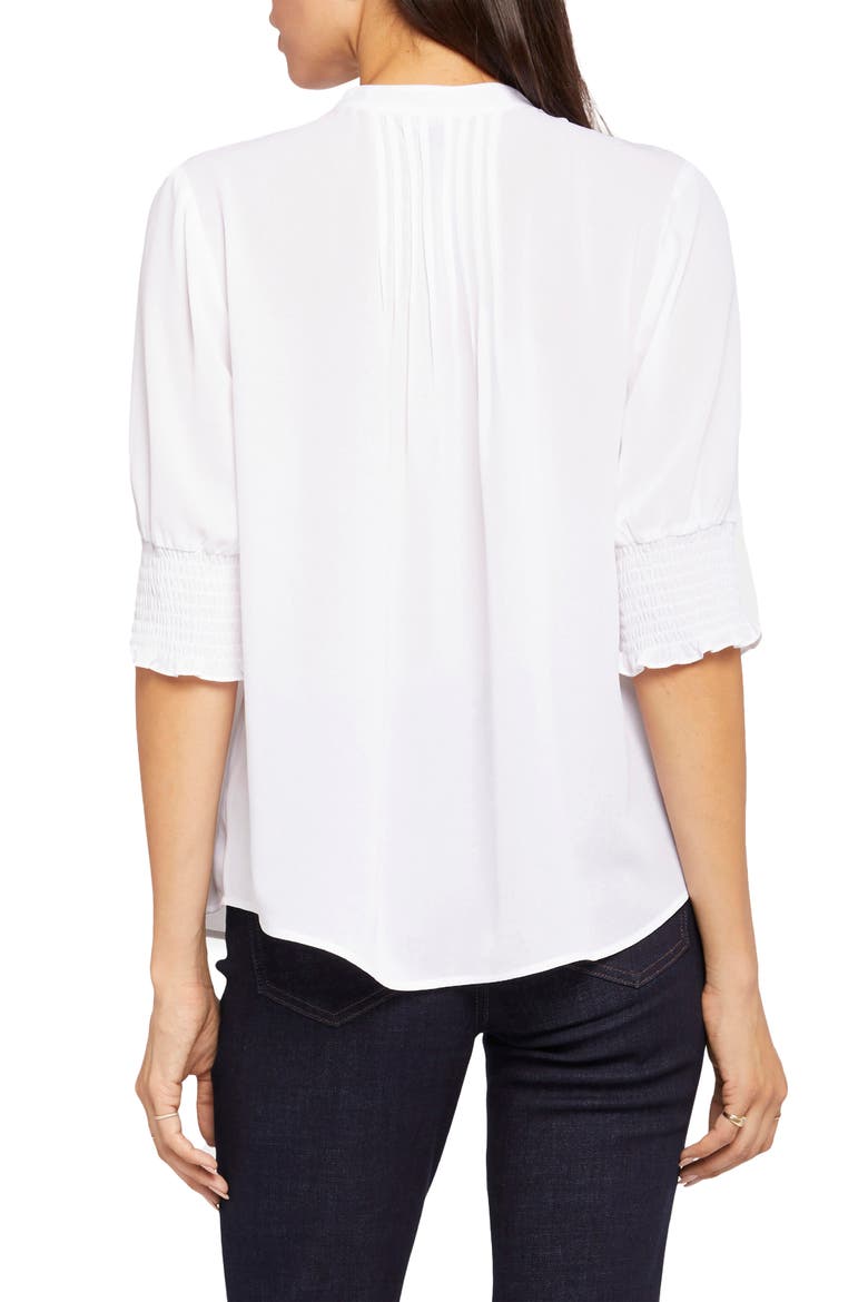 Pleated Peasant Blouse, Alternate, color, OPTIC WHITE