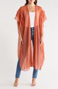 BCBGeneration Solid Pleated Chiffon Duster